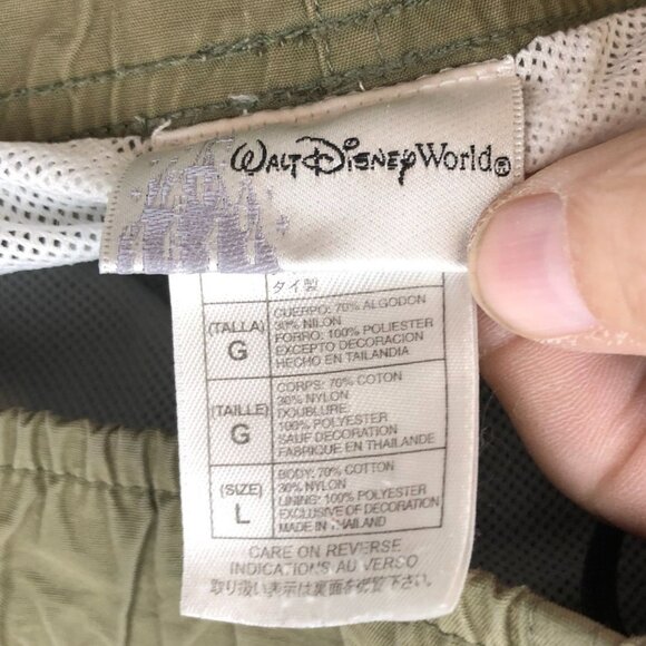 Walt Disney Word Mens Cargo Shorts Large Green Elastic Waist Drawstring Casual - Picture 3 of 13